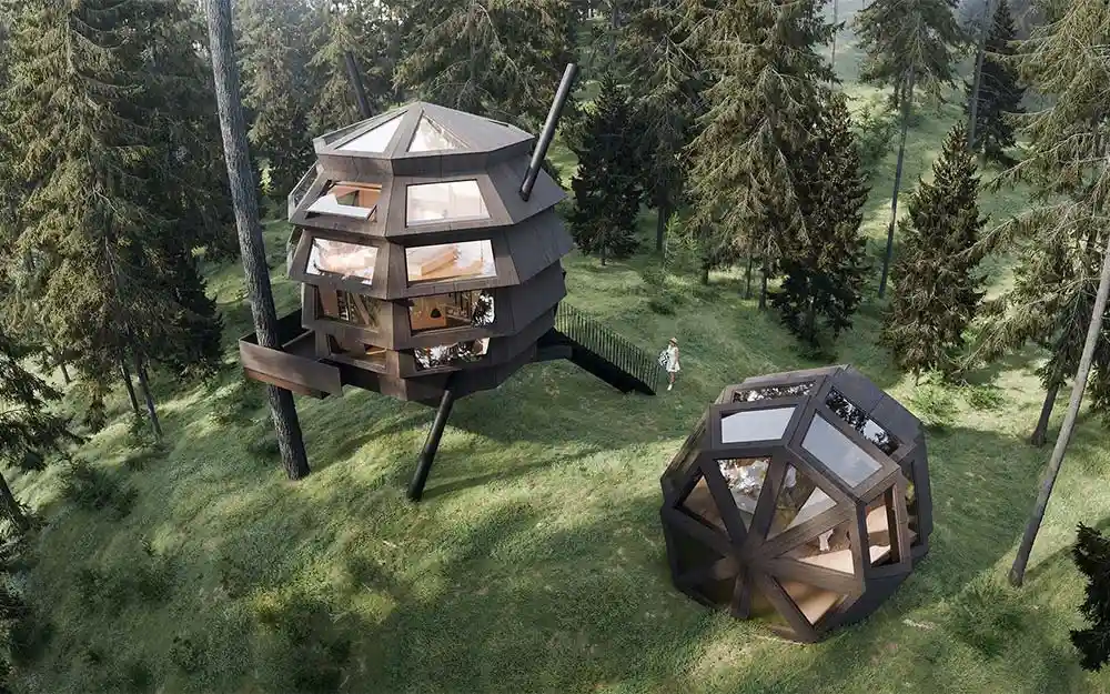 Cabanes dans les arbres, un projet de Bertrant Bitz